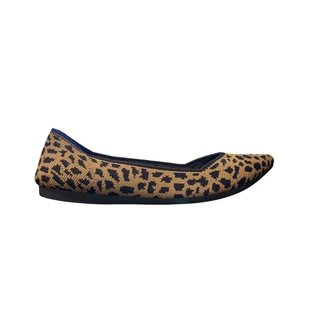 Rothys The Point Leopard Print Flats Women Size 8 Knit Big Cat Tan Black Slip-On - Picture 8 of 10